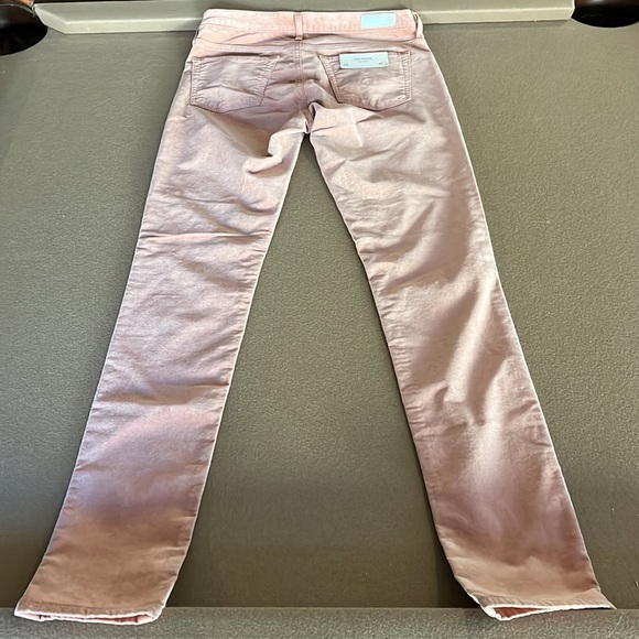 Ag Adriano Goldschmied NWT Super Skinny Velvet Leggings Rose Gold- Size 27R - Picture 12 of 14